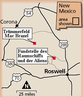 bersichtsmappe des gesamten Gebietes um den Roswell Zwischenfall