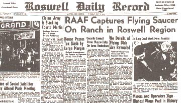 Original Zeitungsausschnitt des Roswell Daily Record, mit dem noch unverflschten Bericht ber den Ufoabsturz