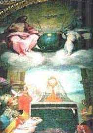 Kuppelgem�lde in der Church-of-San-lorenzo-san-Pietro und tr�gt den Titel : Glorie of the Eucharist