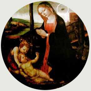 Die Madonna und Saint Giovannino, Dieses Bild hngt im Palazzo Vecchio in Florence, gemalt von Filippo Lippi.